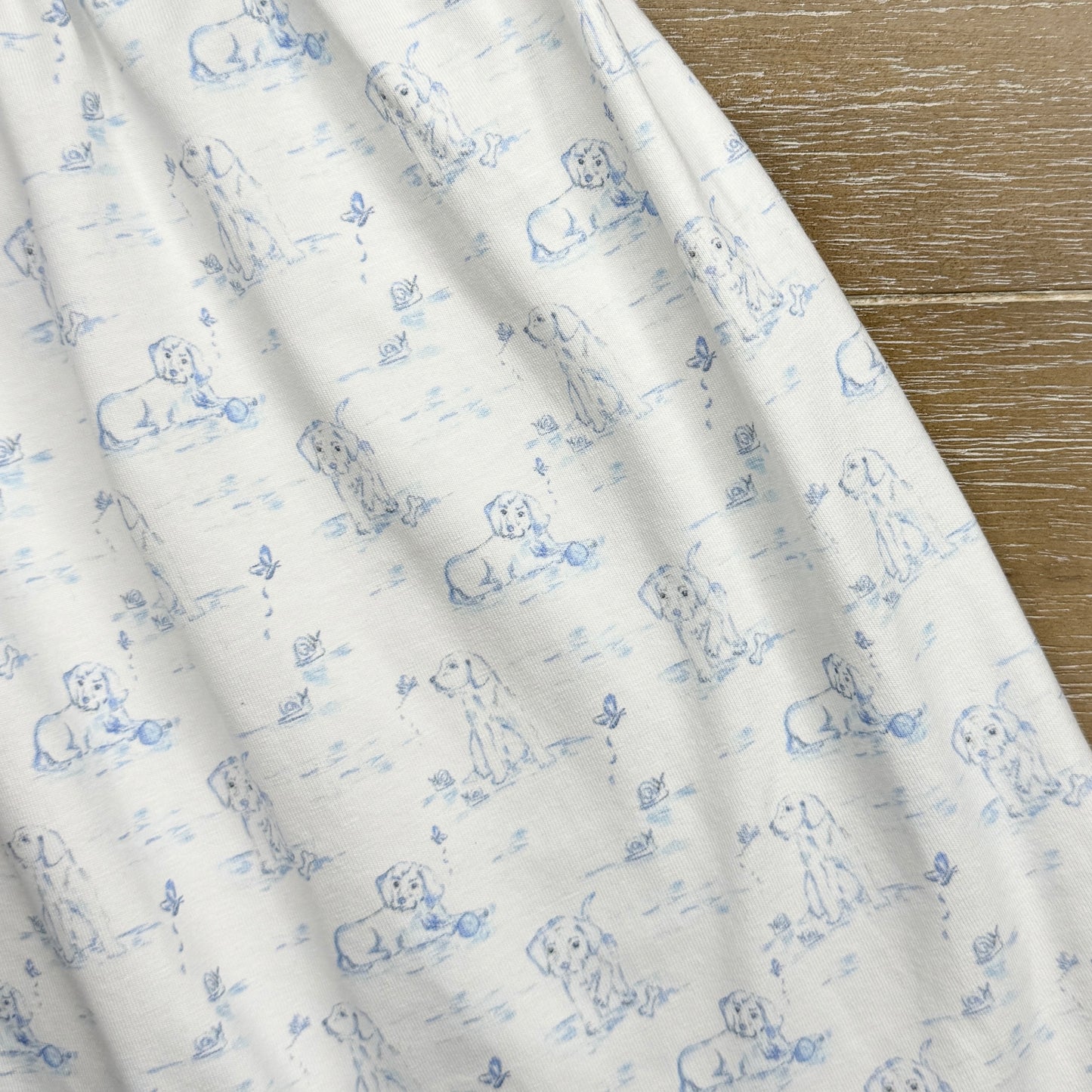 Blue Toile Puppy Romper