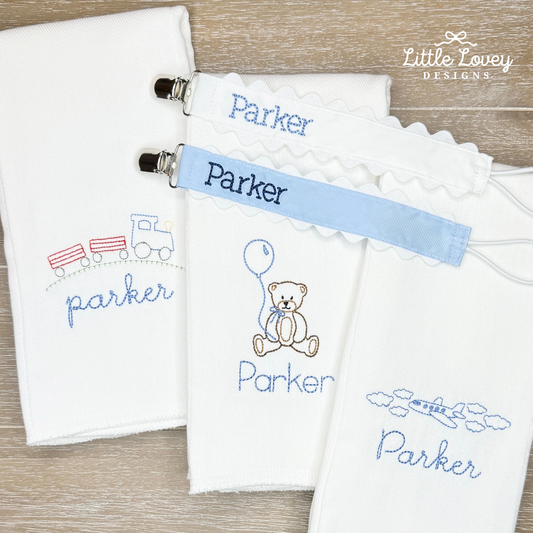 Personalized Cotton Burp Cloths (Set of 3)