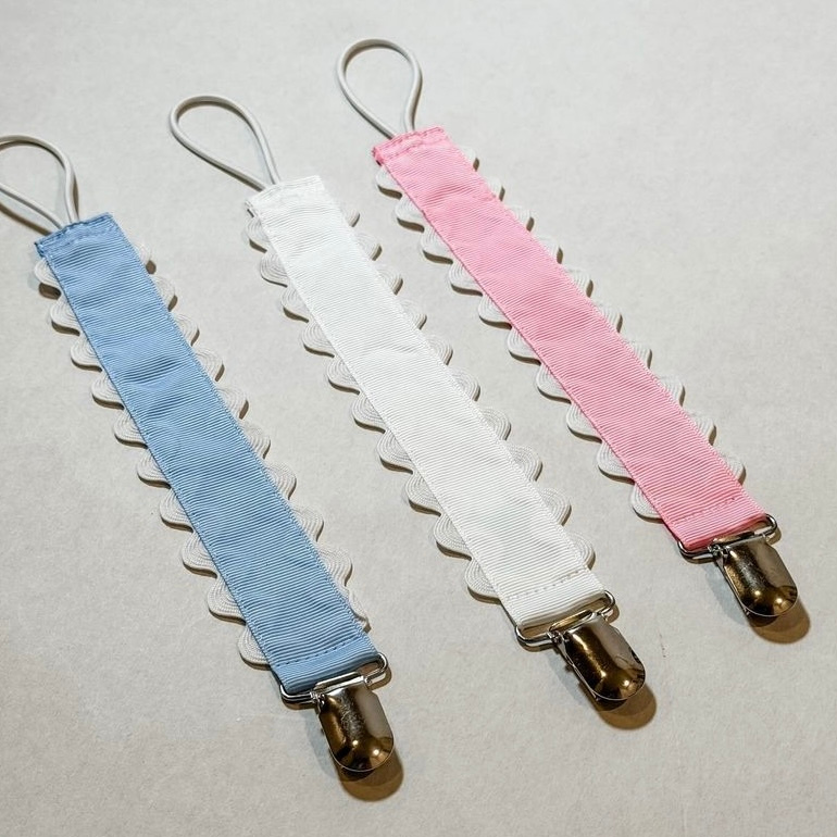 Embroidered Ric Rac Pacifier Clip