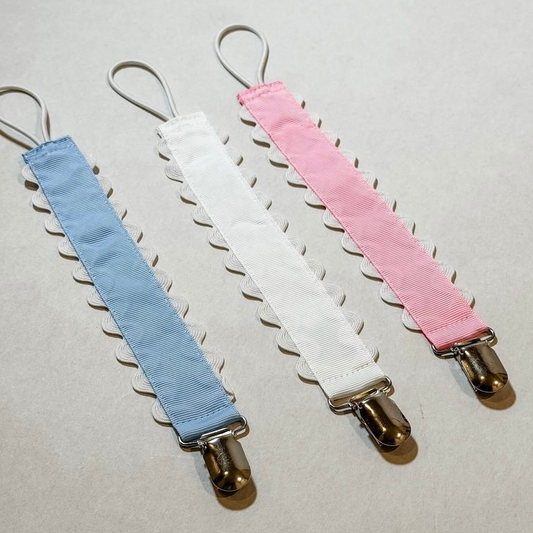 Embroidered Ric Rac Pacifier Clip