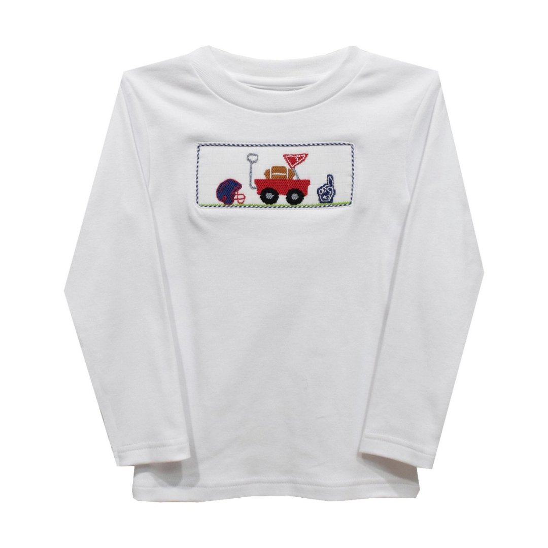 Football Smocked Long Sleeve Knit Shirt