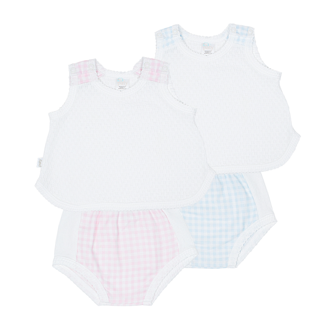Gingham Knit Diaper Set