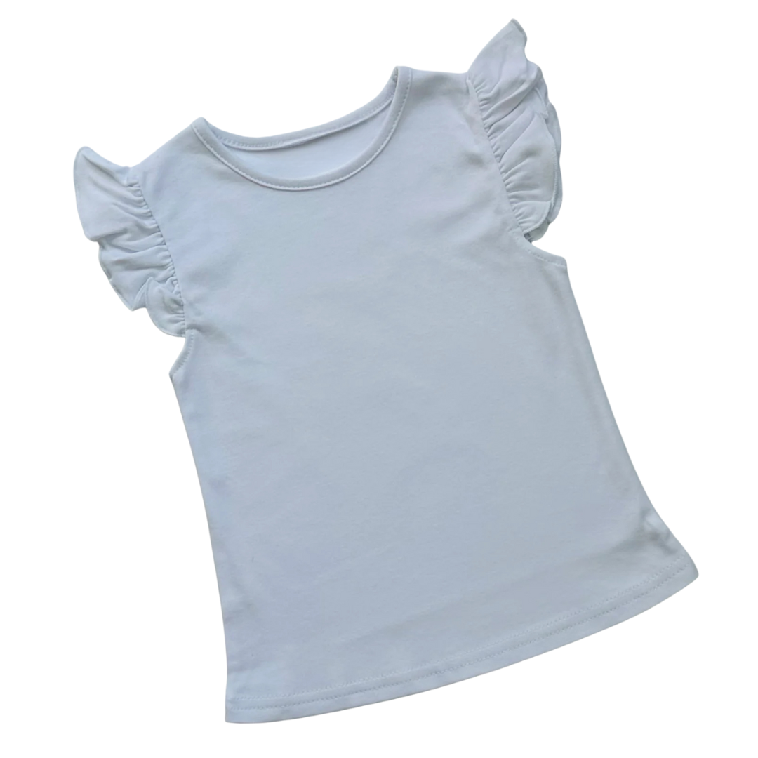 Knit Solid Flutter Sleeve Shirt