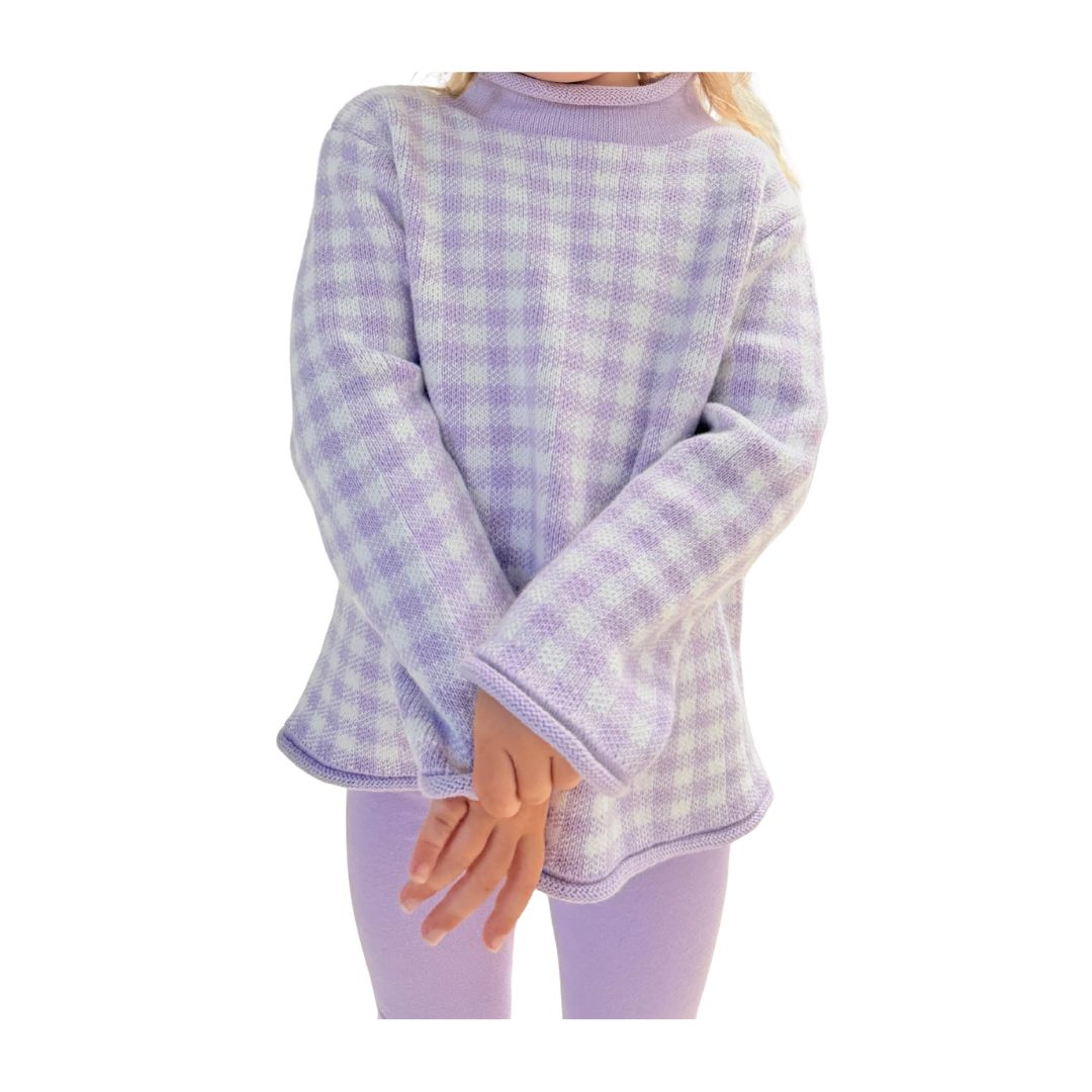 Lavender Gingham Rollneck Sweater - PREORDER