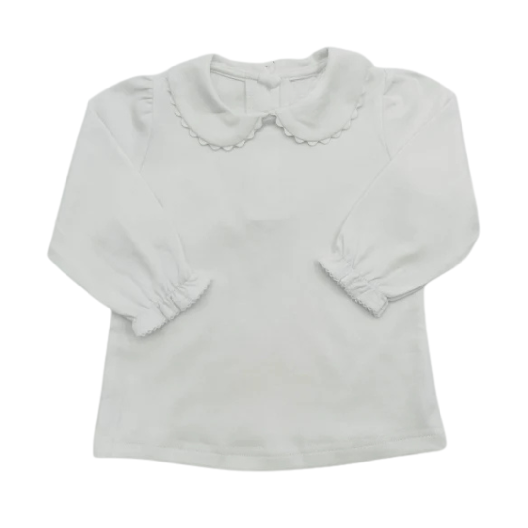 Long Sleeve Scalloped Collared Shirt