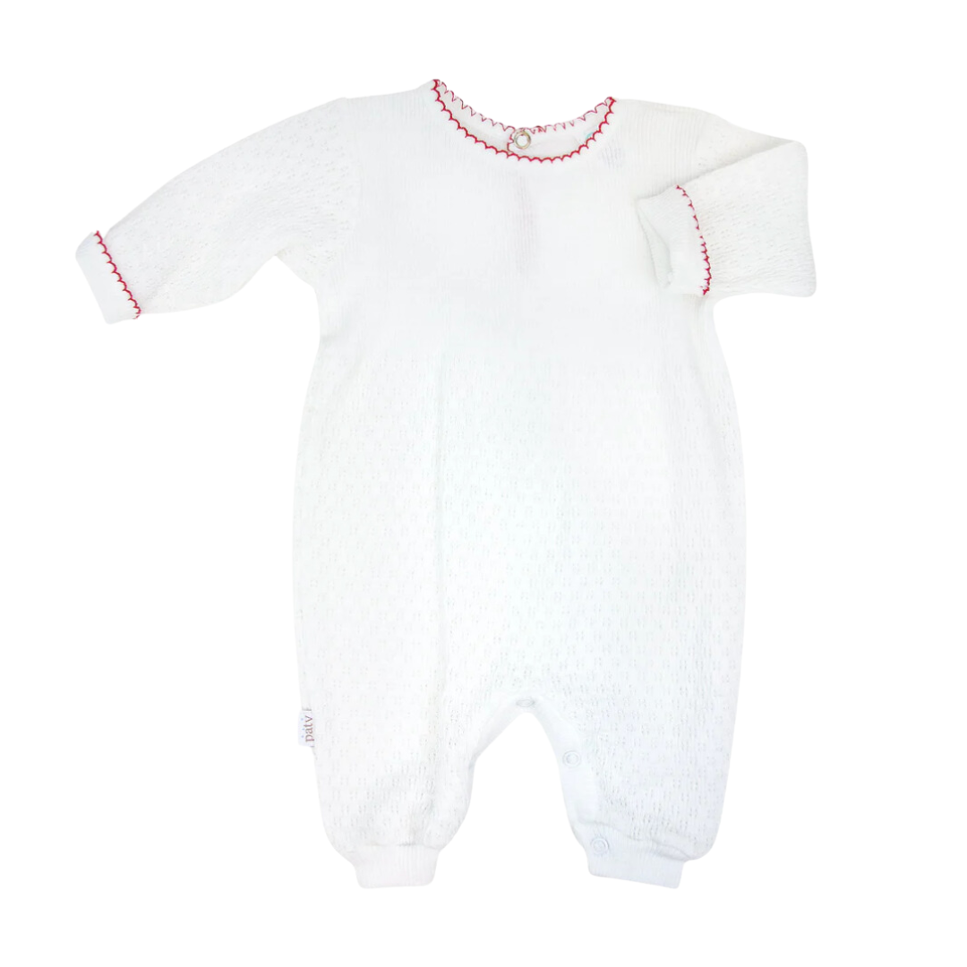 Long Sleeve White Romper with Key Hole Back