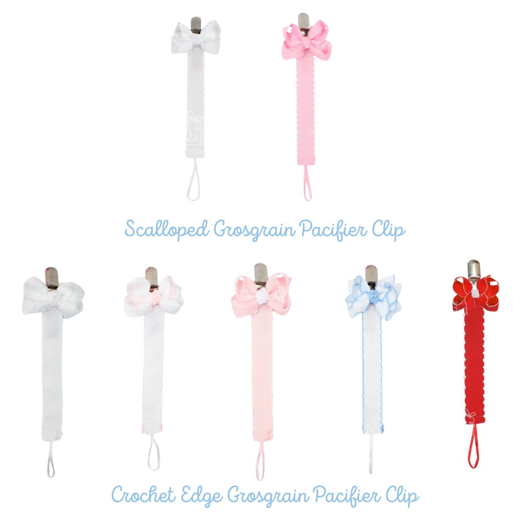 Crochet Edge Grosgrain Pacifier Clip