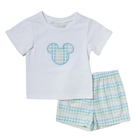 Pastel Plaid Mouse Short Set