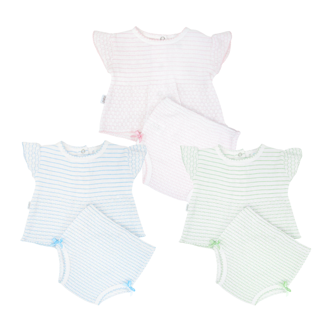Pinstripe Flutter Sleeve Diaper Set