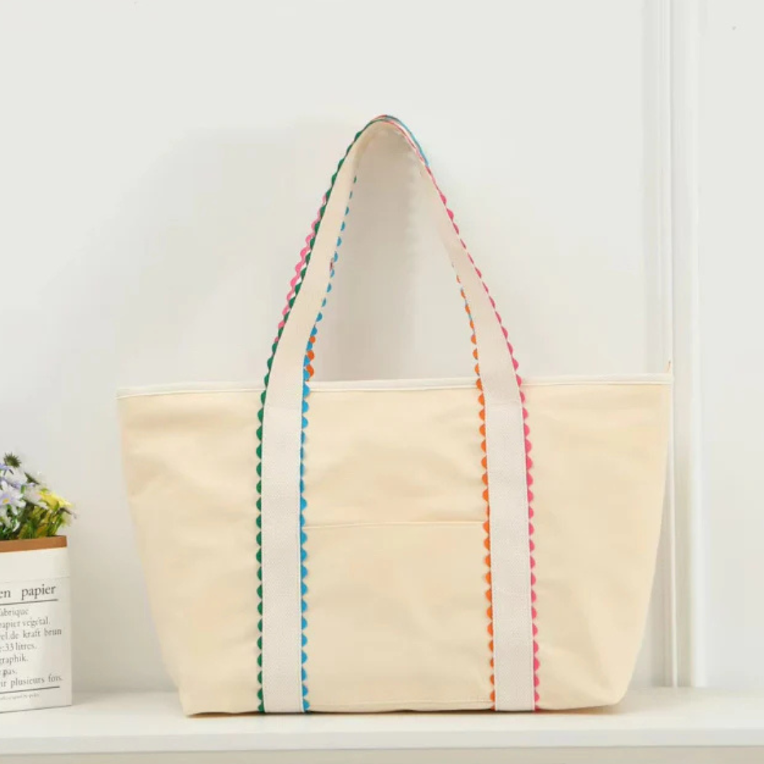 Rainbow Ric Rac Canvas Tote