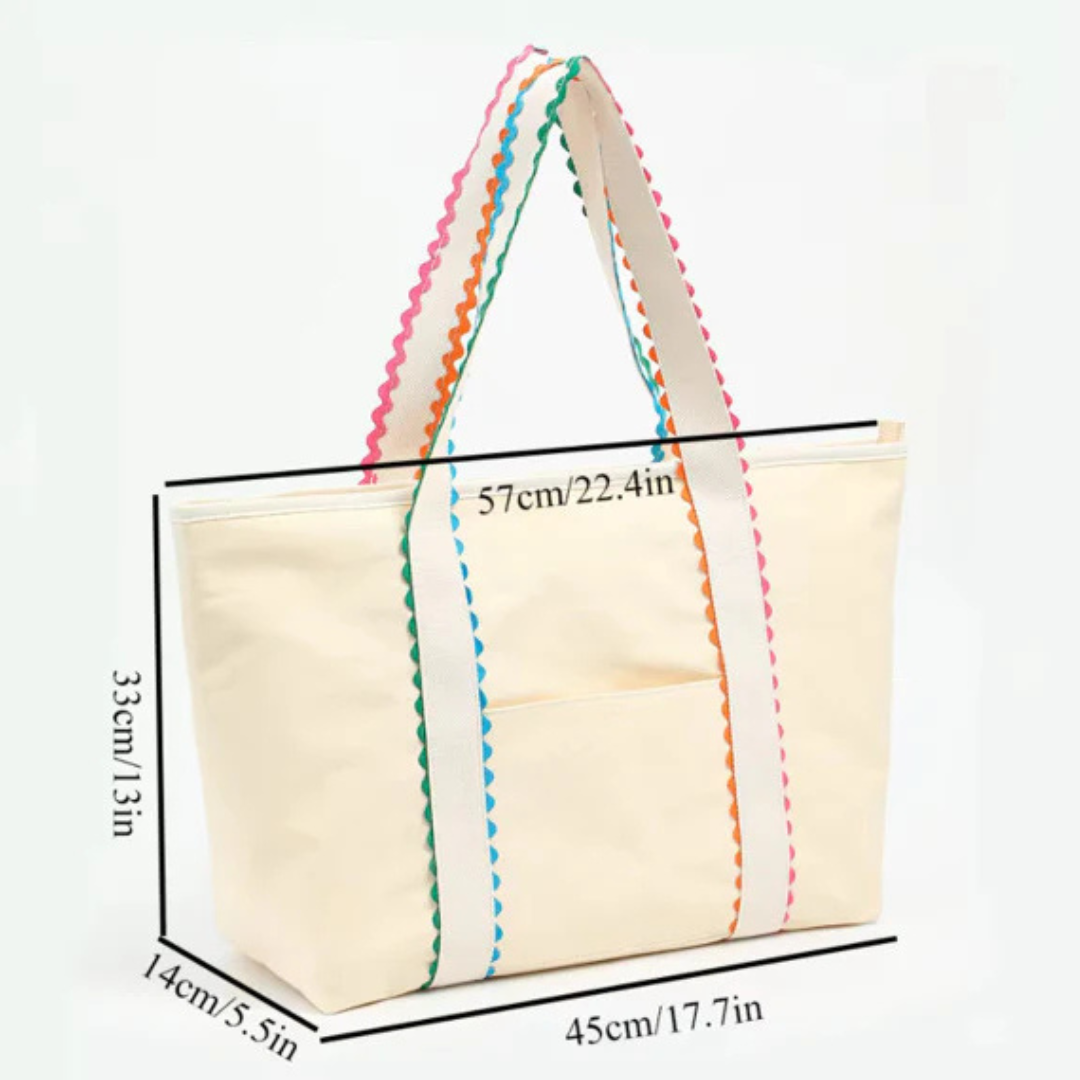 Rainbow Ric Rac Canvas Tote