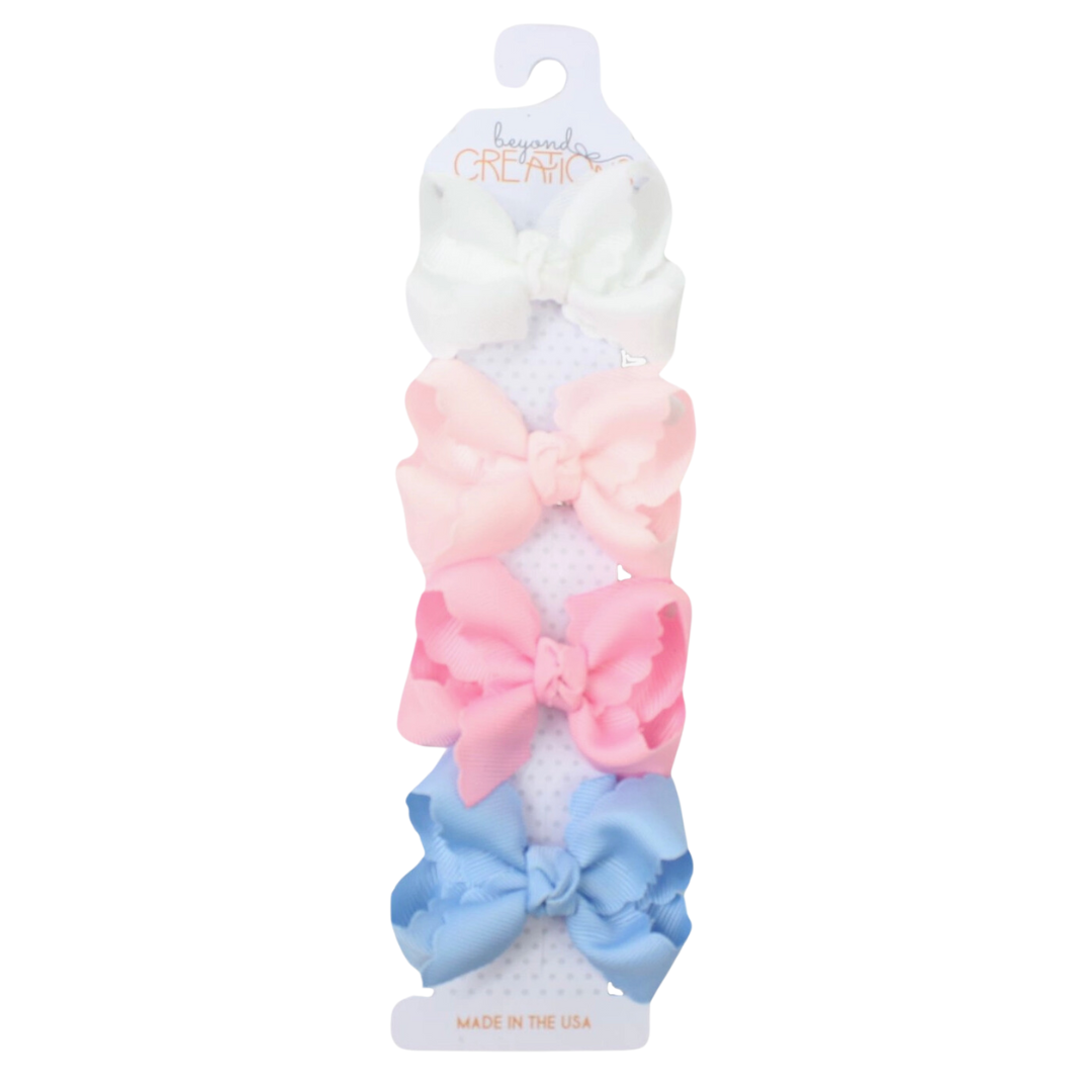 Small Scalloped Edge Bows (4 Pack)