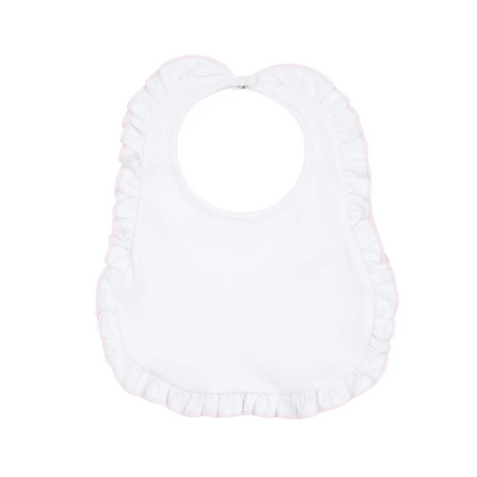 Solid Essentials White Pink Ruffle Bib