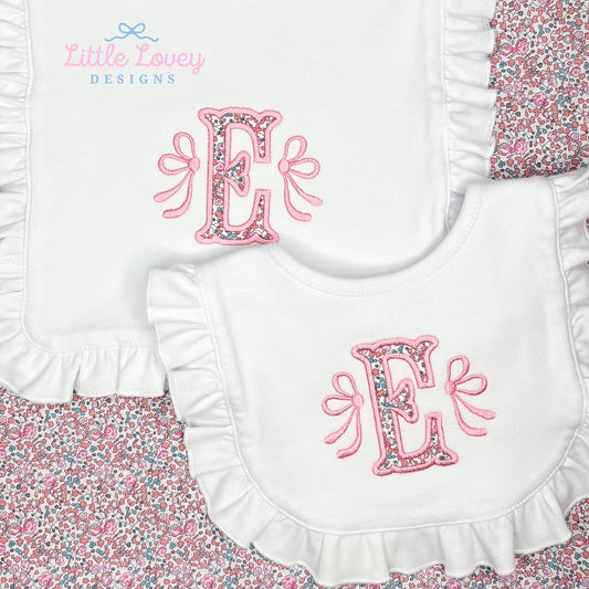 Applique Dainty Side Bows Bib/Burp Cloth