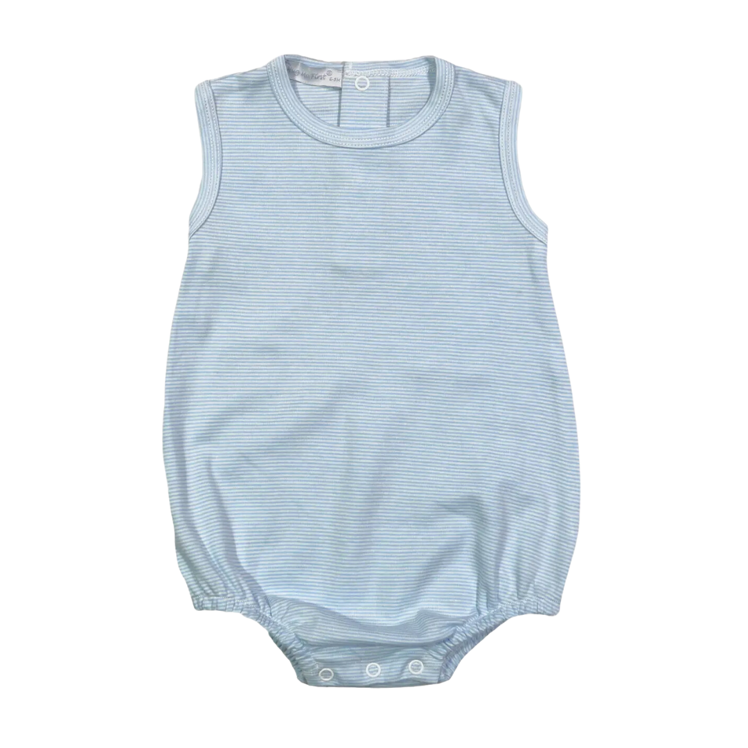 Blue Tiny Stripes Pima Bubble