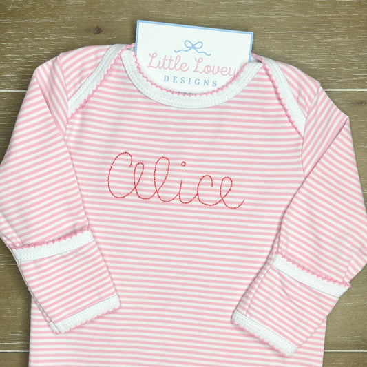 Striped Gown with Picot Trim