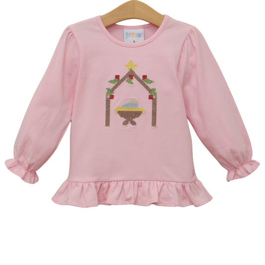 Away In A Manger Ruffle Top - PREORDER