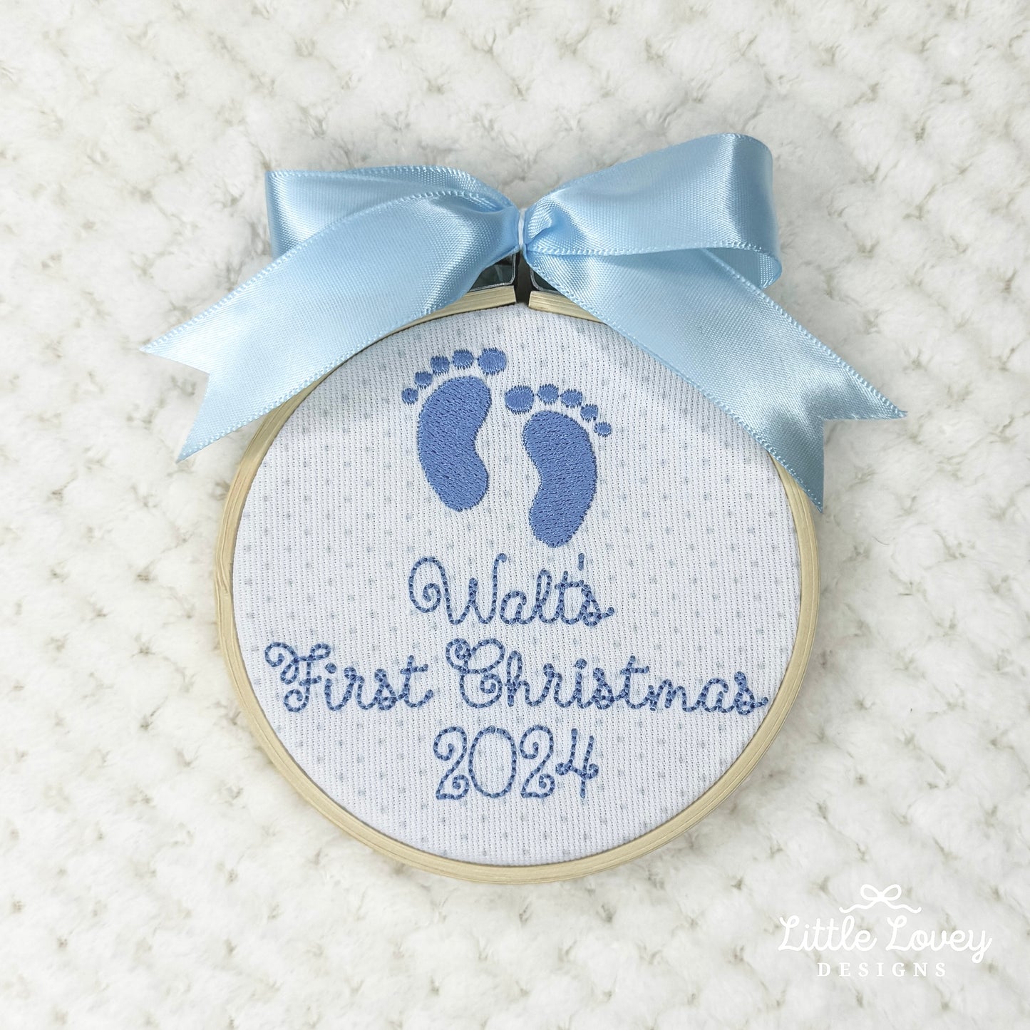 Baby Boy First Christmas Hoop Ornament