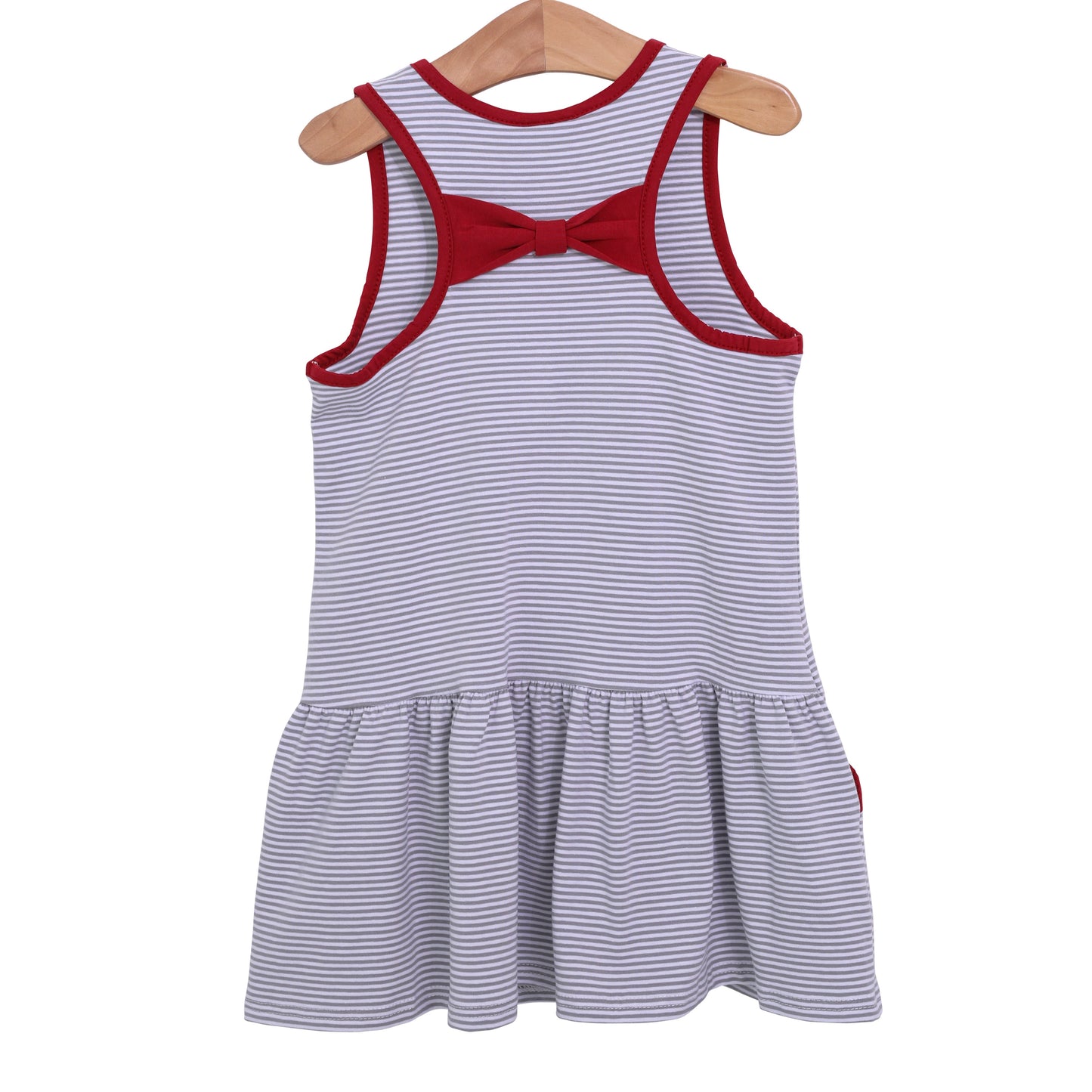 Bow Back Cheer Dress - Grey and Crimson