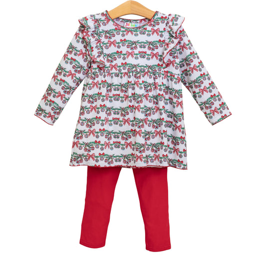 Bows & Baubles Christmas Flutter Pants Set - PREORDER