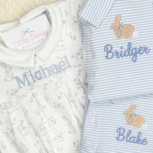 Blue Bunny Toile Bubble