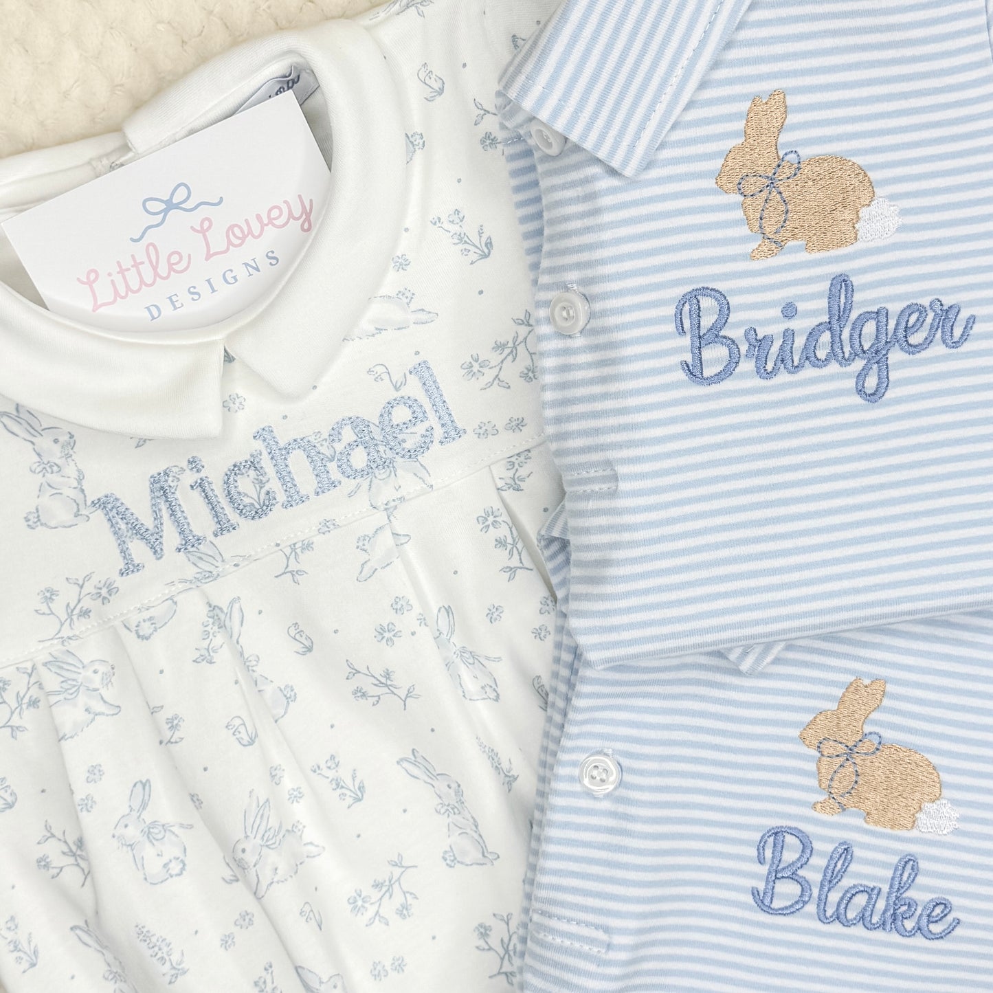 Blue Bunny Toile Bubble