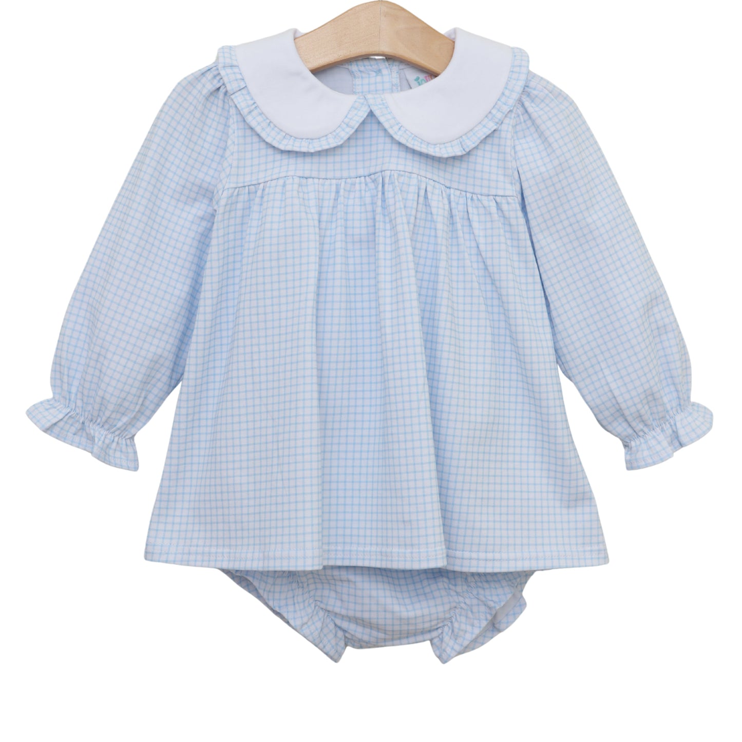 Catherine Diaper Set - Light Blue Windowpane - PREORDER