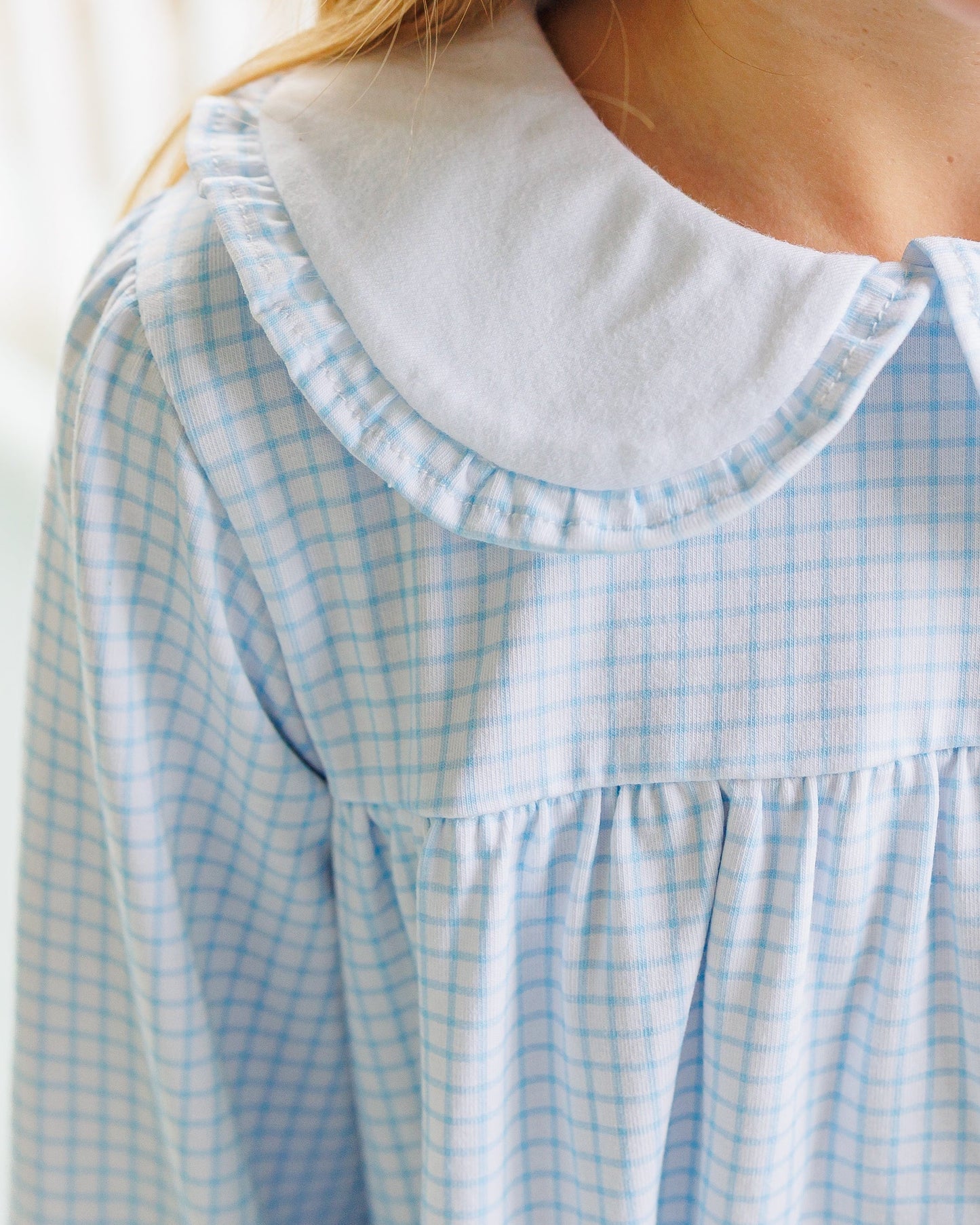 Catherine Dress - Light Blue Windowpane - PREORDER