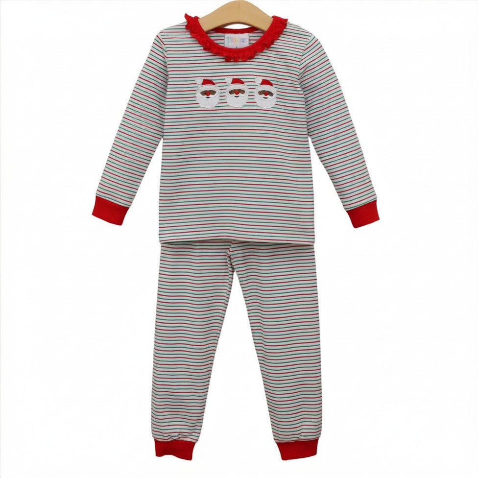 Christmas Candy Stripe Dark Skin Santa Ruffle Set - PREORDER