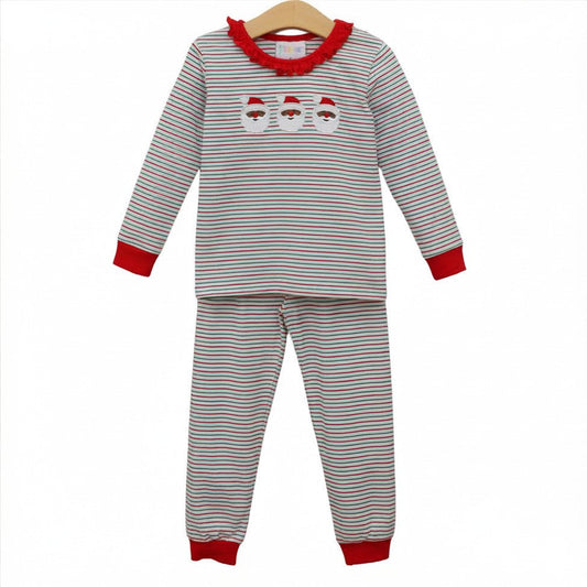 Christmas Candy Stripe Dark Skin Santa Ruffle Set - PREORDER