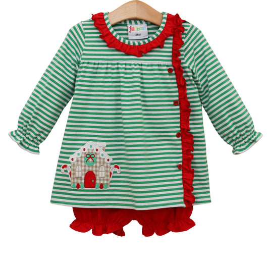 Christmas Cottage Ruffle Bloomer Set - PREORDER