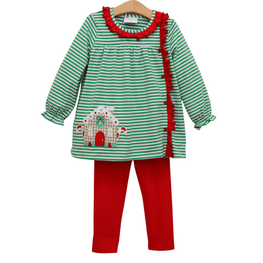 Christmas Cottage Ruffle Pants Set  - PREORDER