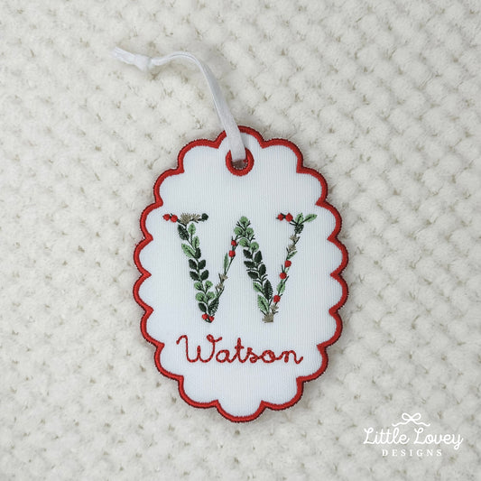 Christmas Floral Initial Ornament