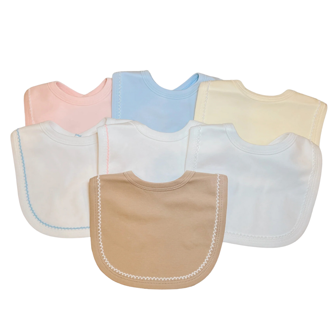 Classic Picot Trimmed Bib and Burp Cloth