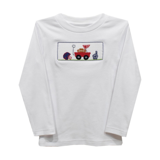 Football Smocked Long Sleeve Knit Shirt