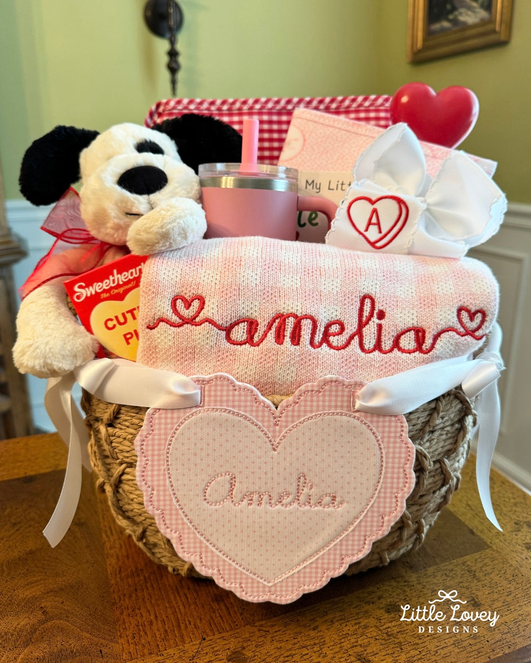 Valentines Scalloped Heart Basket Tag