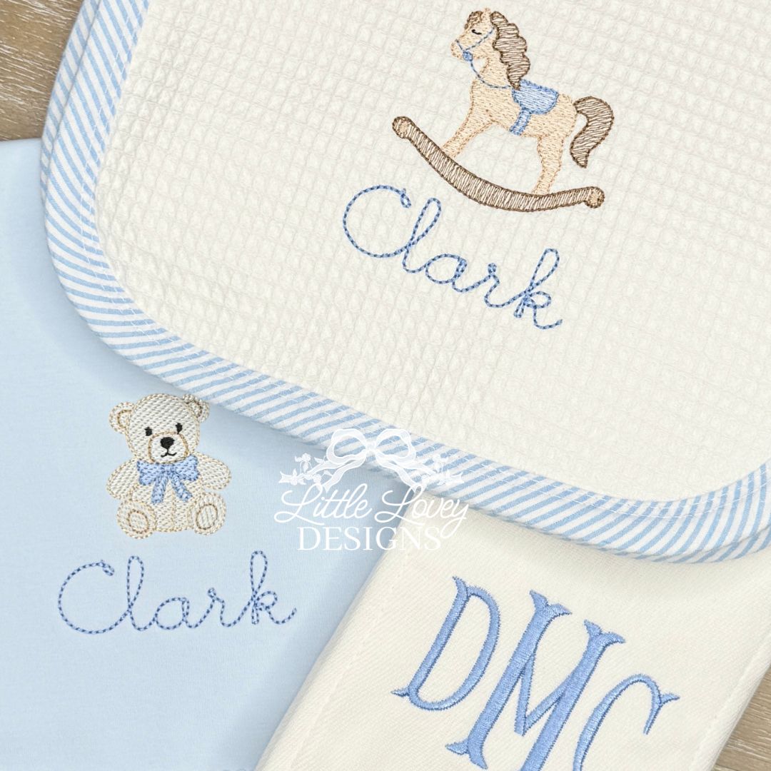 Seersucker Bib and Burp Cloth
