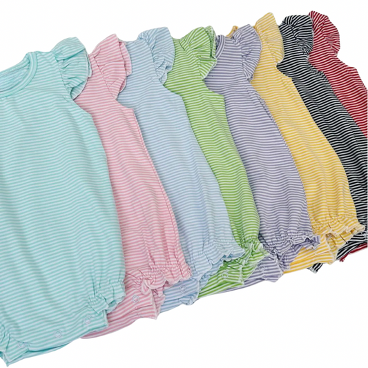 Knit Stripe Flutter Sleeve Bubble