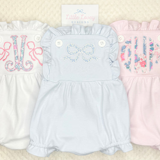 Appliqué Blue Knit Sunsuit