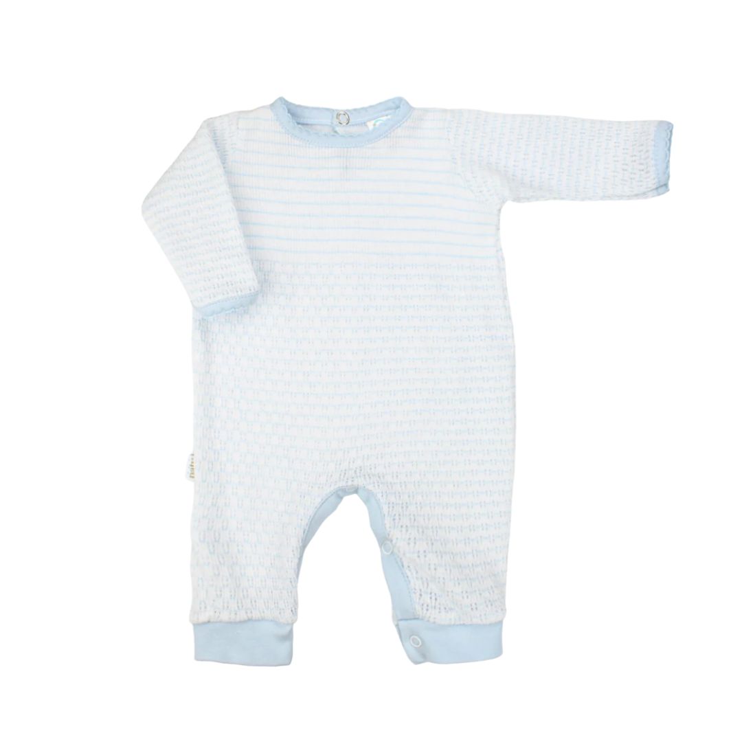 Knit Pinstripe Romper with Pima Trim