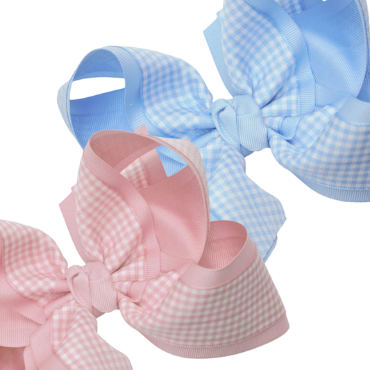 Layered Gingham Grosgrain Hair Bow