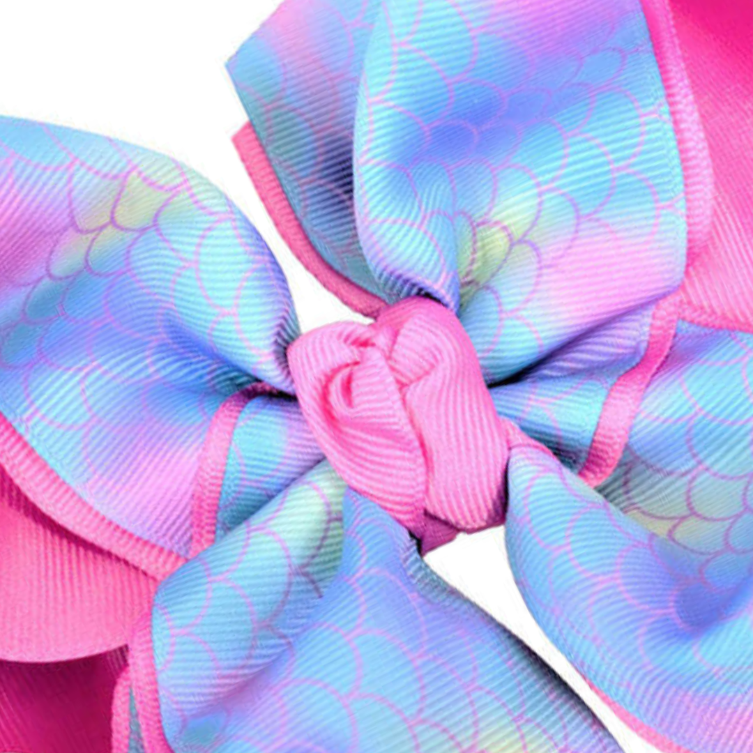 Layered Mermaid Grosgrain Hair Bow