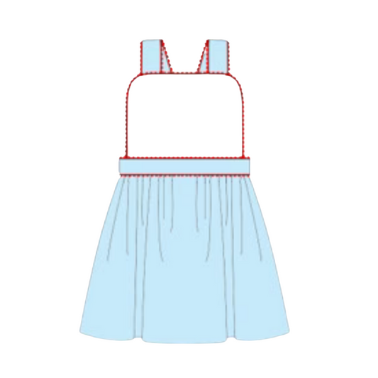 Light Blue with Red RicRac Dress