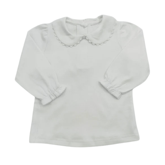 Long Sleeve Scalloped Collared Shirt