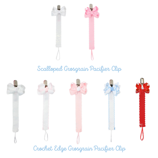 Crochet Edge Grosgrain Pacifier Clip