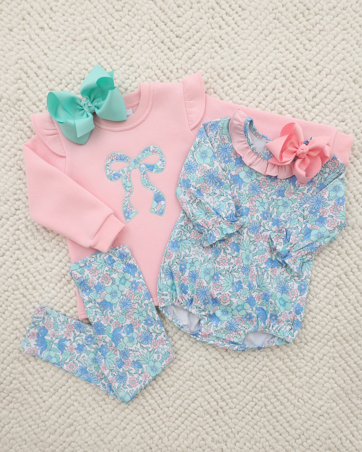 Painted Petals Ruffle Sweatshirt Set - PREORDER