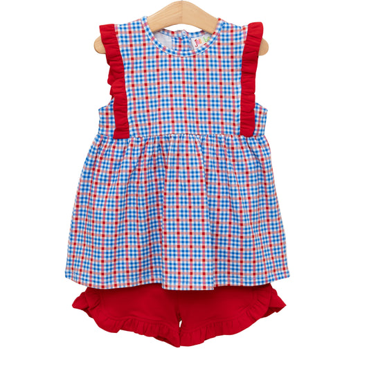 Patriotic Plaid Evie Short Set - PREORDER