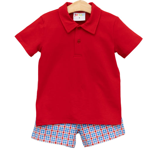 Patriotic Plaid Michael Polo Short Set - PREORDER