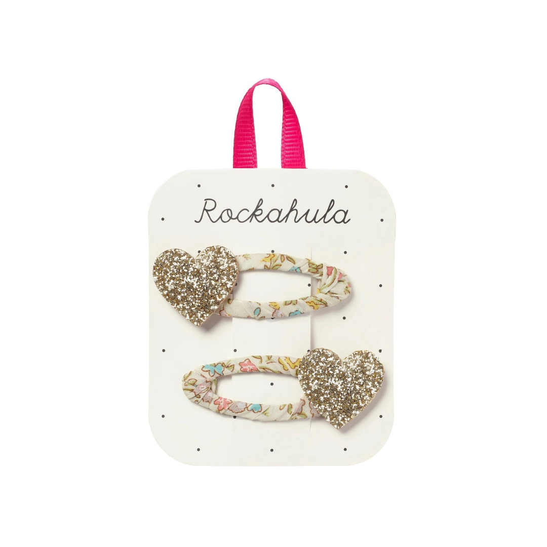 Petal Glitter Heart Clips