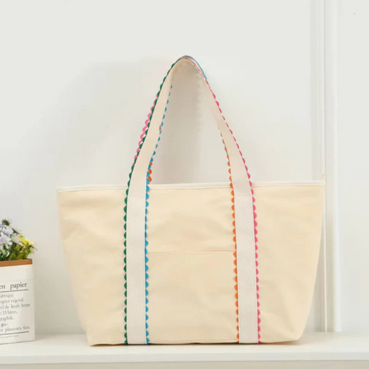Rainbow Ric Rac Canvas Tote